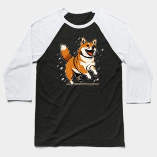 Playful Shiba Inu Dog, Dog Lover Baseball T-Shirt